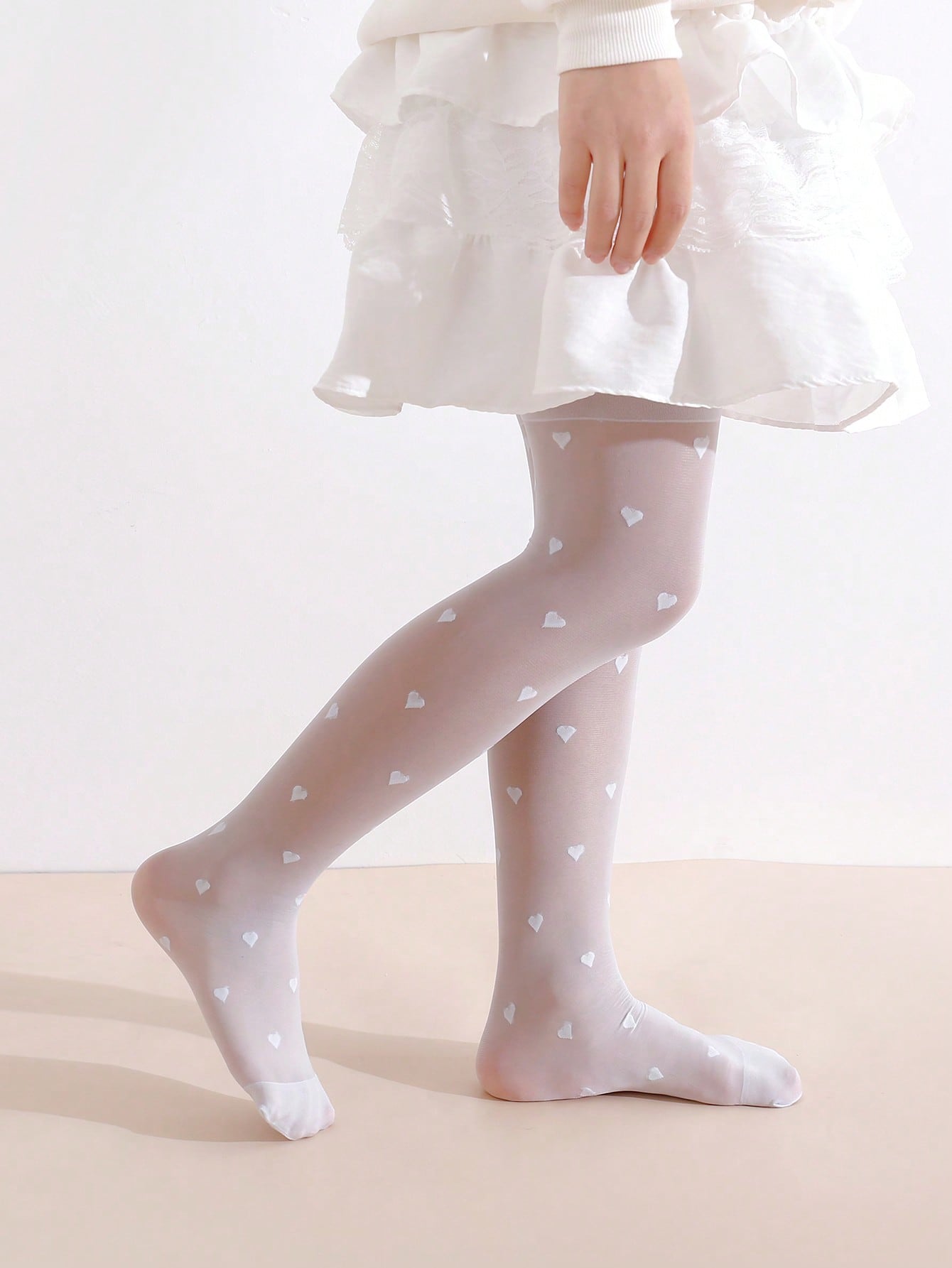 3Pcs Girls Heart Print Tights  - Tights Pantyhose Sheer review and price